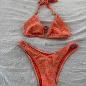 SHEIN Trendy Orange Matching Bikini 2 Piece Swimwear Bikini Summer Medium Set